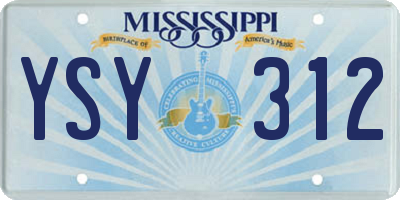 MS license plate YSY312