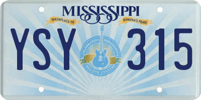 MS license plate YSY315
