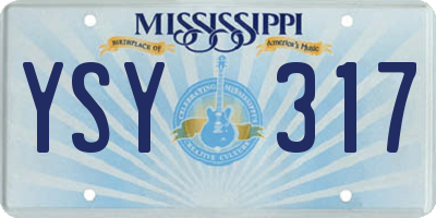 MS license plate YSY317
