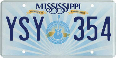MS license plate YSY354