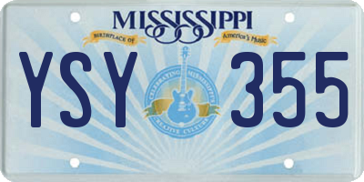 MS license plate YSY355