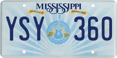 MS license plate YSY360