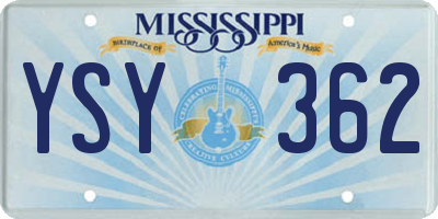 MS license plate YSY362