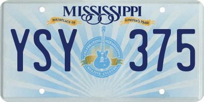 MS license plate YSY375