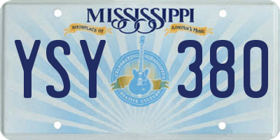 MS license plate YSY380