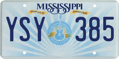 MS license plate YSY385