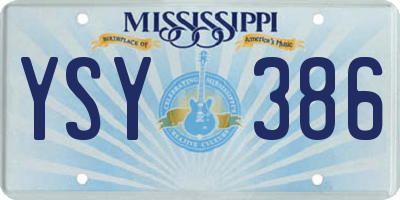 MS license plate YSY386
