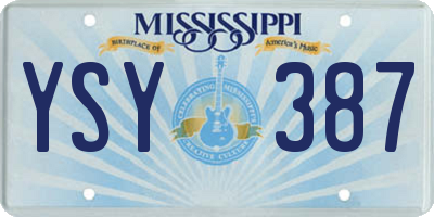 MS license plate YSY387