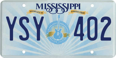 MS license plate YSY402