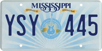 MS license plate YSY445