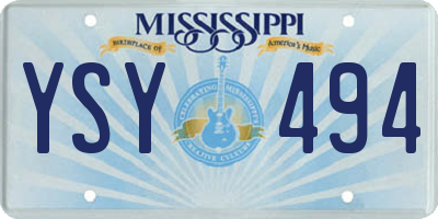 MS license plate YSY494