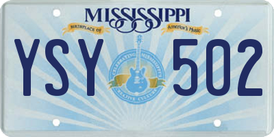 MS license plate YSY502