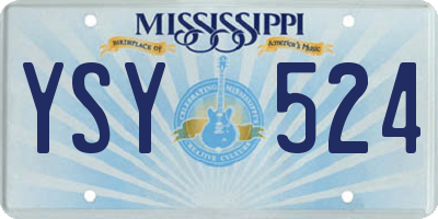 MS license plate YSY524