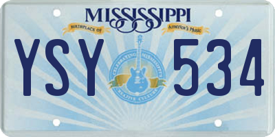 MS license plate YSY534