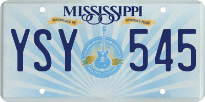 MS license plate YSY545