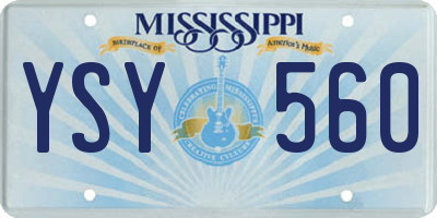 MS license plate YSY560