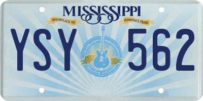 MS license plate YSY562