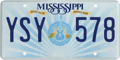 MS license plate YSY578