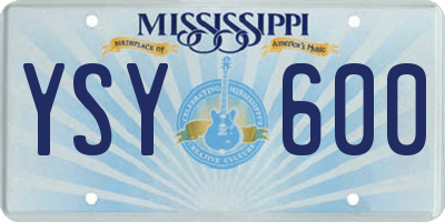 MS license plate YSY600