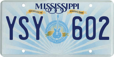 MS license plate YSY602