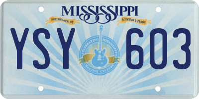 MS license plate YSY603