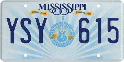 MS license plate YSY615