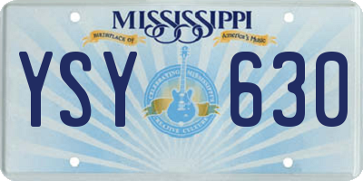 MS license plate YSY630
