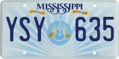 MS license plate YSY635