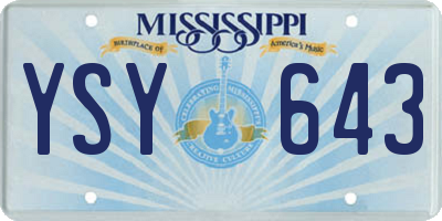 MS license plate YSY643
