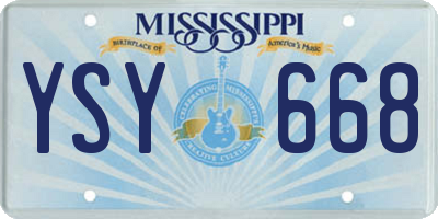 MS license plate YSY668