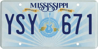 MS license plate YSY671