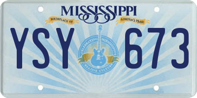 MS license plate YSY673
