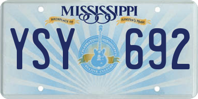 MS license plate YSY692