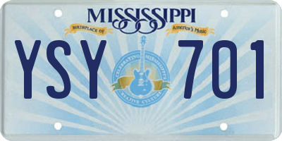 MS license plate YSY701