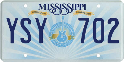 MS license plate YSY702