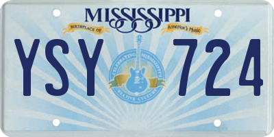 MS license plate YSY724
