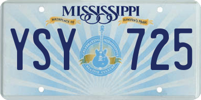 MS license plate YSY725