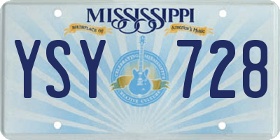 MS license plate YSY728