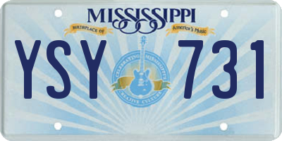 MS license plate YSY731