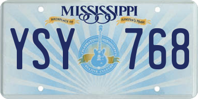 MS license plate YSY768