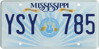 MS license plate YSY785