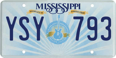 MS license plate YSY793
