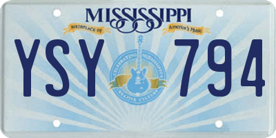 MS license plate YSY794