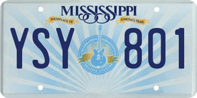 MS license plate YSY801