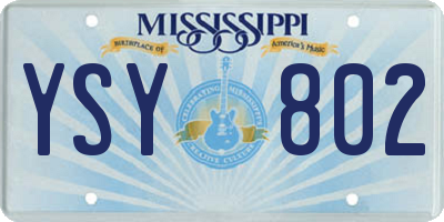 MS license plate YSY802