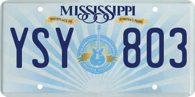 MS license plate YSY803