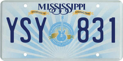 MS license plate YSY831