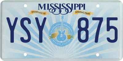 MS license plate YSY875