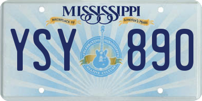 MS license plate YSY890