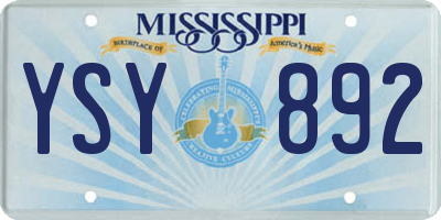 MS license plate YSY892